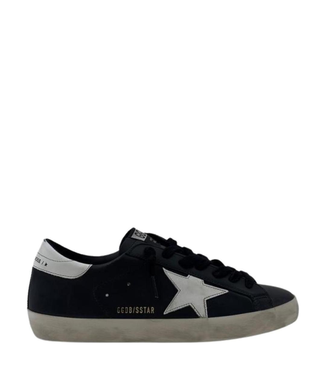 GOLDEN GOOSE Черные кожаные низкие кроссовки / кеды, фото 1