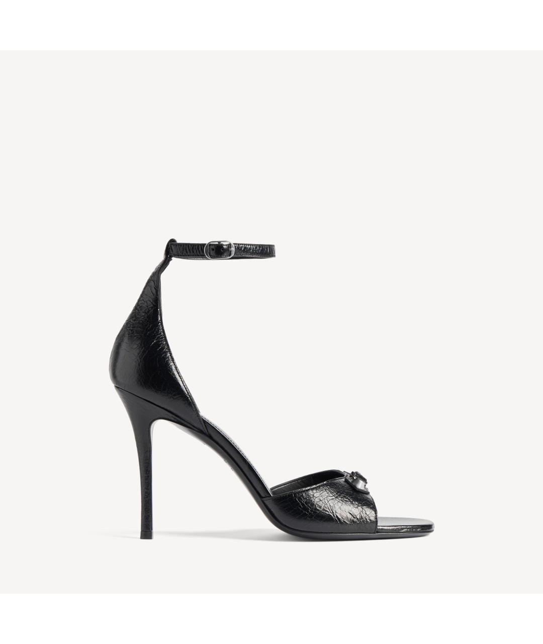 BALENCIAGA Черные кожаные босоножки, фото 4