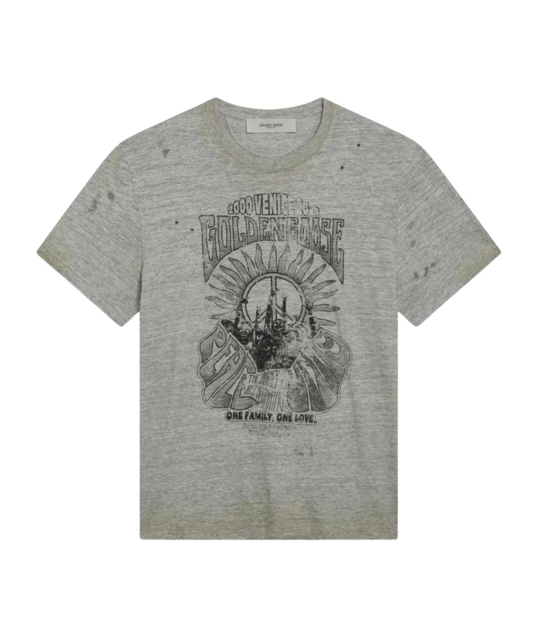 GOLDEN GOOSE Серая хлопковая футболка, фото 1