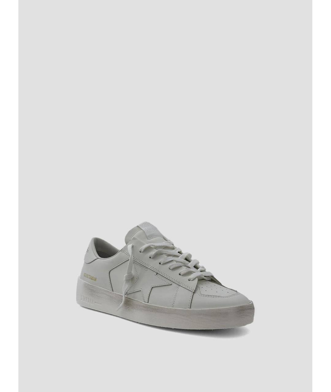 GOLDEN GOOSE Белые кожаные низкие кроссовки / кеды, фото 2