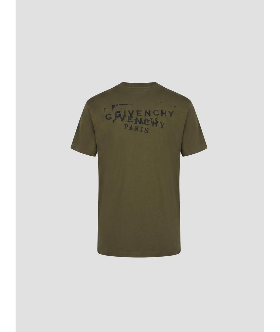 GIVENCHY Хаки хлопковая футболка, фото 2
