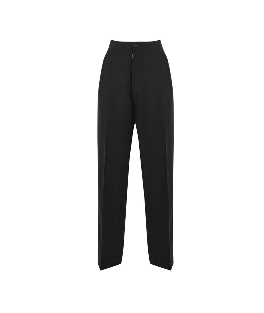 MAISON MARGIELA Черные шерстяные прямые брюки, фото 1