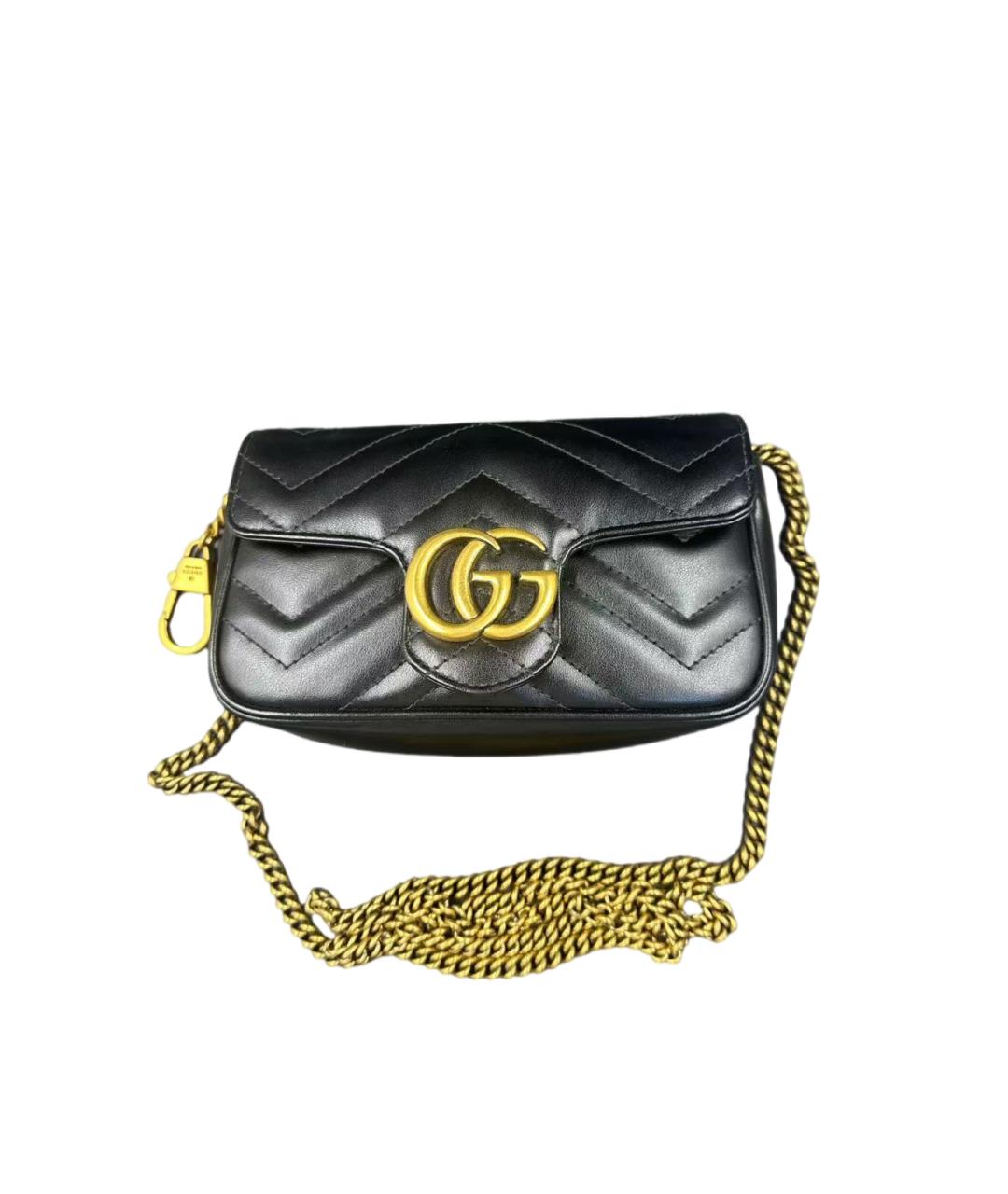 GUCCI Черная кожаная сумка через плечо, фото 6