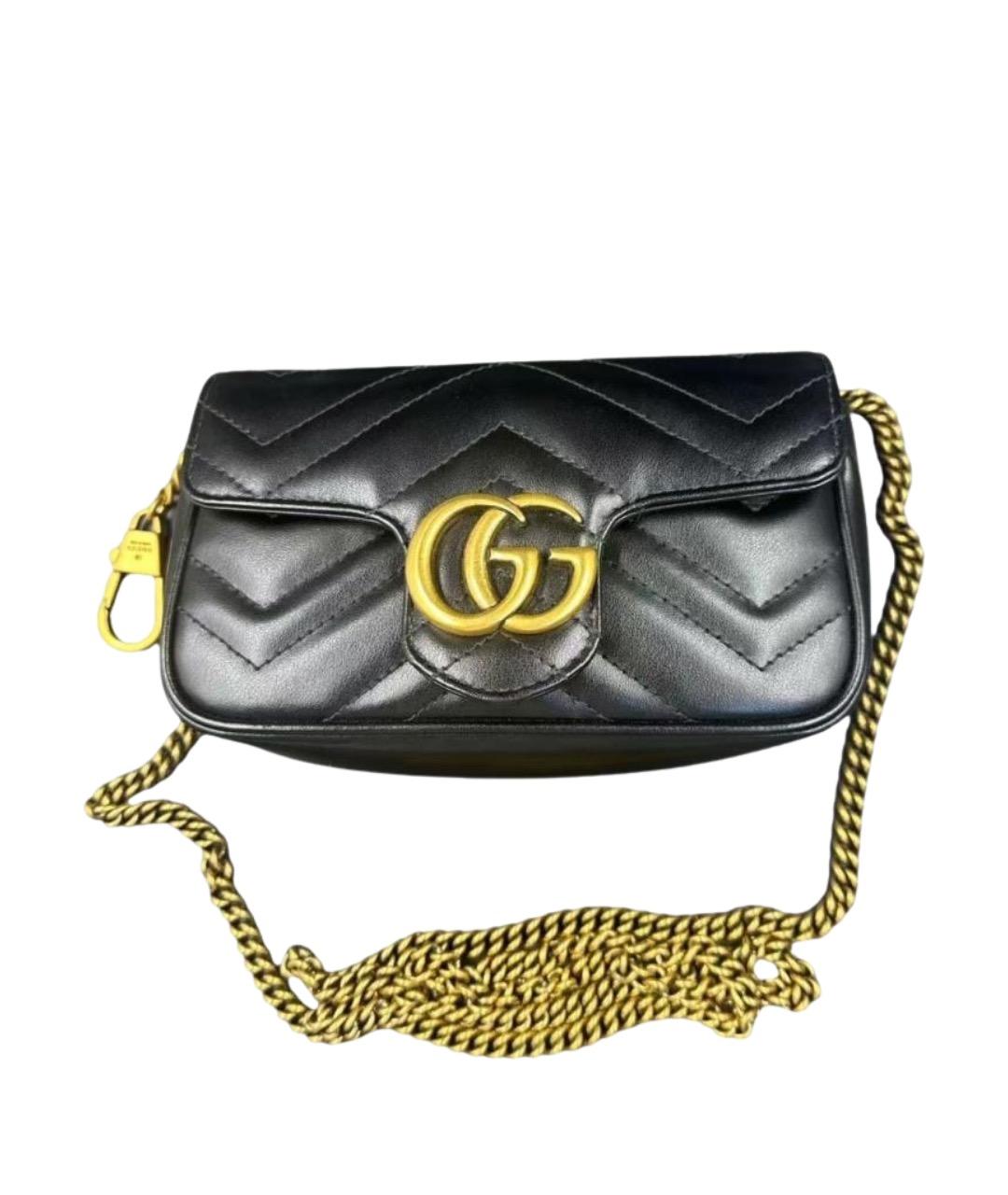 GUCCI Черная кожаная сумка через плечо, фото 1