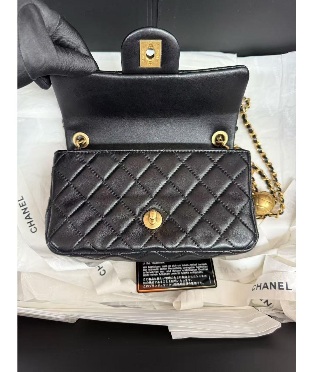 CHANEL Черная кожаная сумка через плечо, фото 6