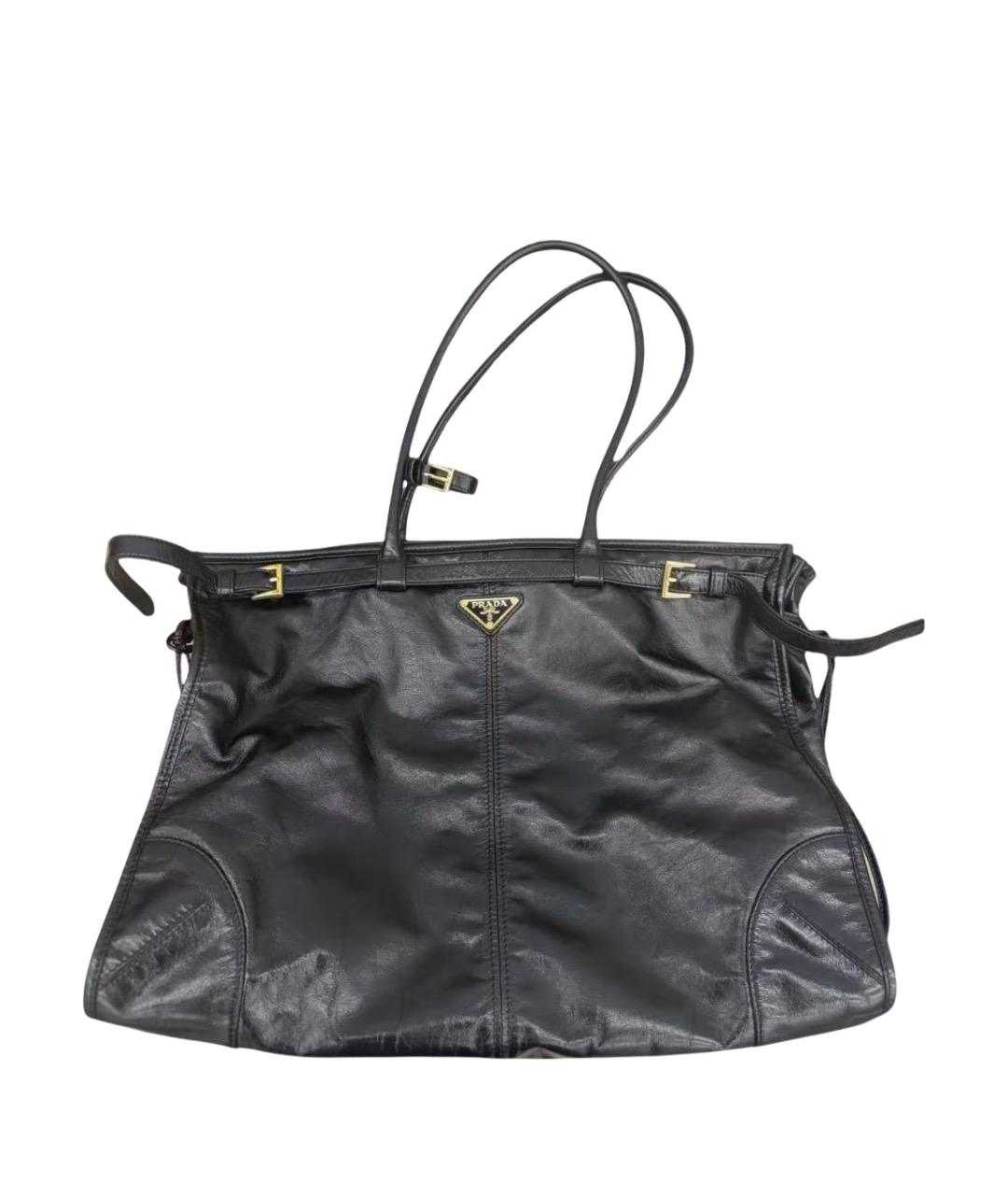 PRADA Черная кожаная сумка тоут, фото 1