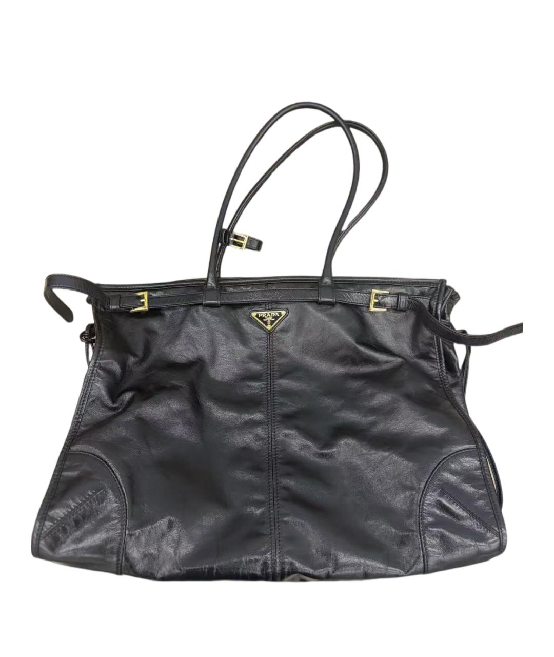 PRADA Черная кожаная сумка тоут, фото 6