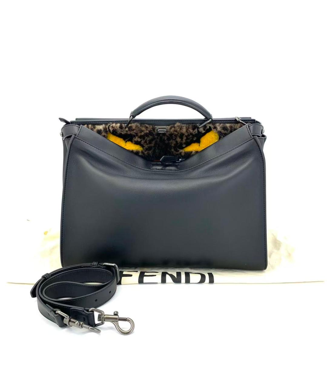 FENDI Черная кожаная сумка с короткими ручками, фото 2