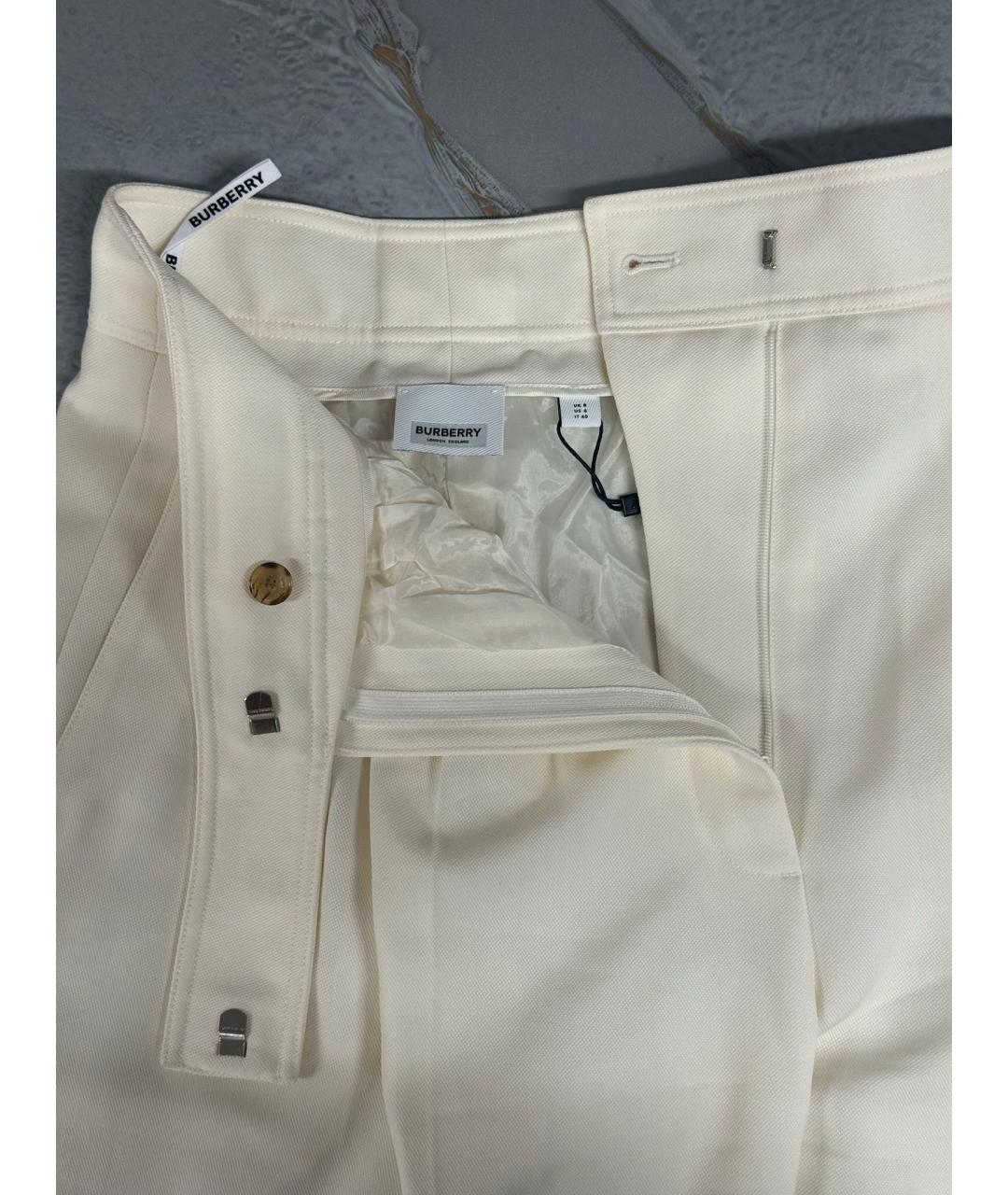 BURBERRY Белые прямые брюки, фото 4
