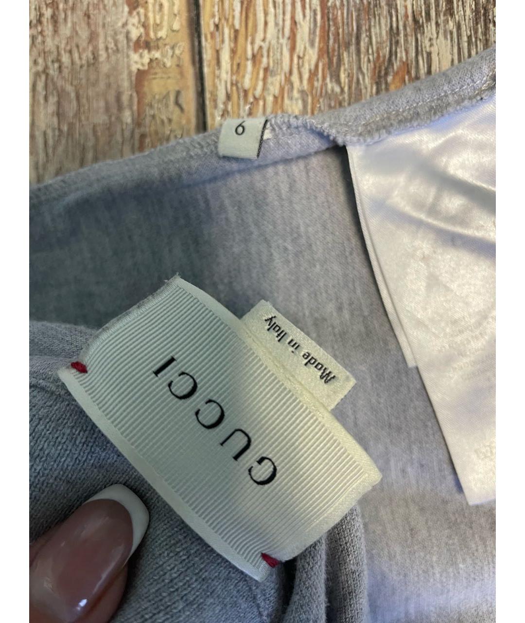 GUCCI Серая хлопковая детская футболка, фото 5