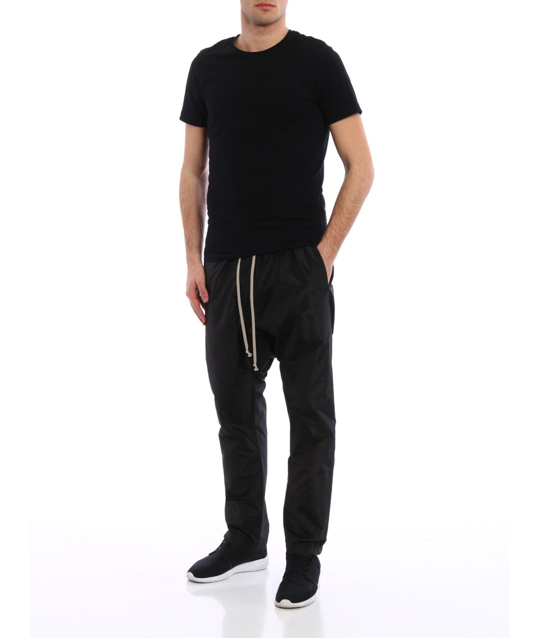 RICK OWENS Черные шелковые повседневные брюки, фото 4