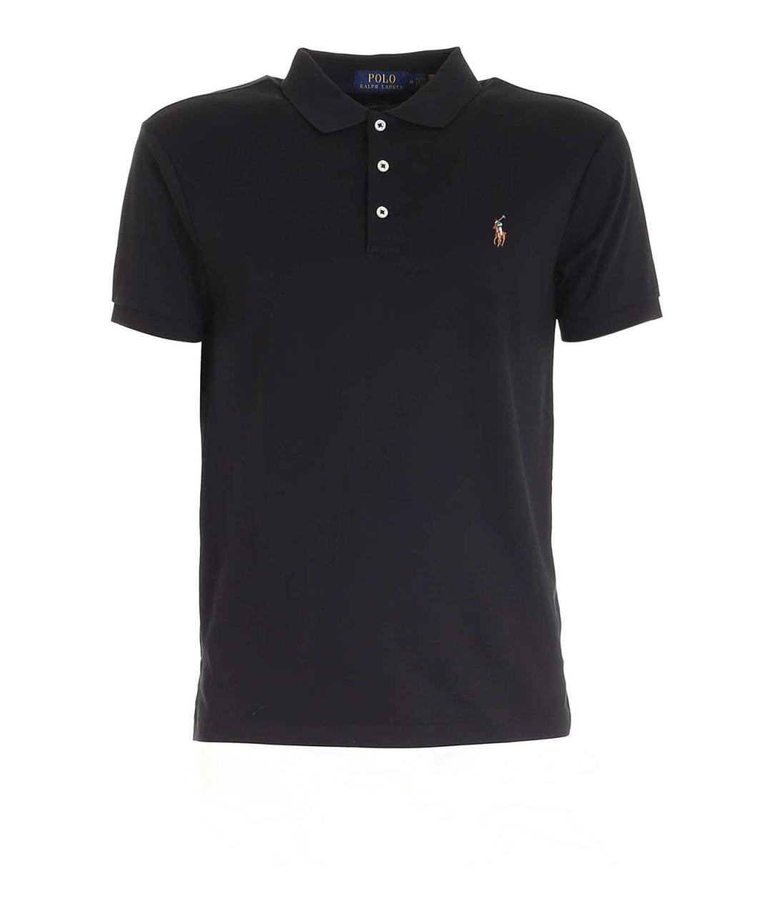 POLO RALPH LAUREN Черное хлопковое поло с коротким рукавом, фото 1