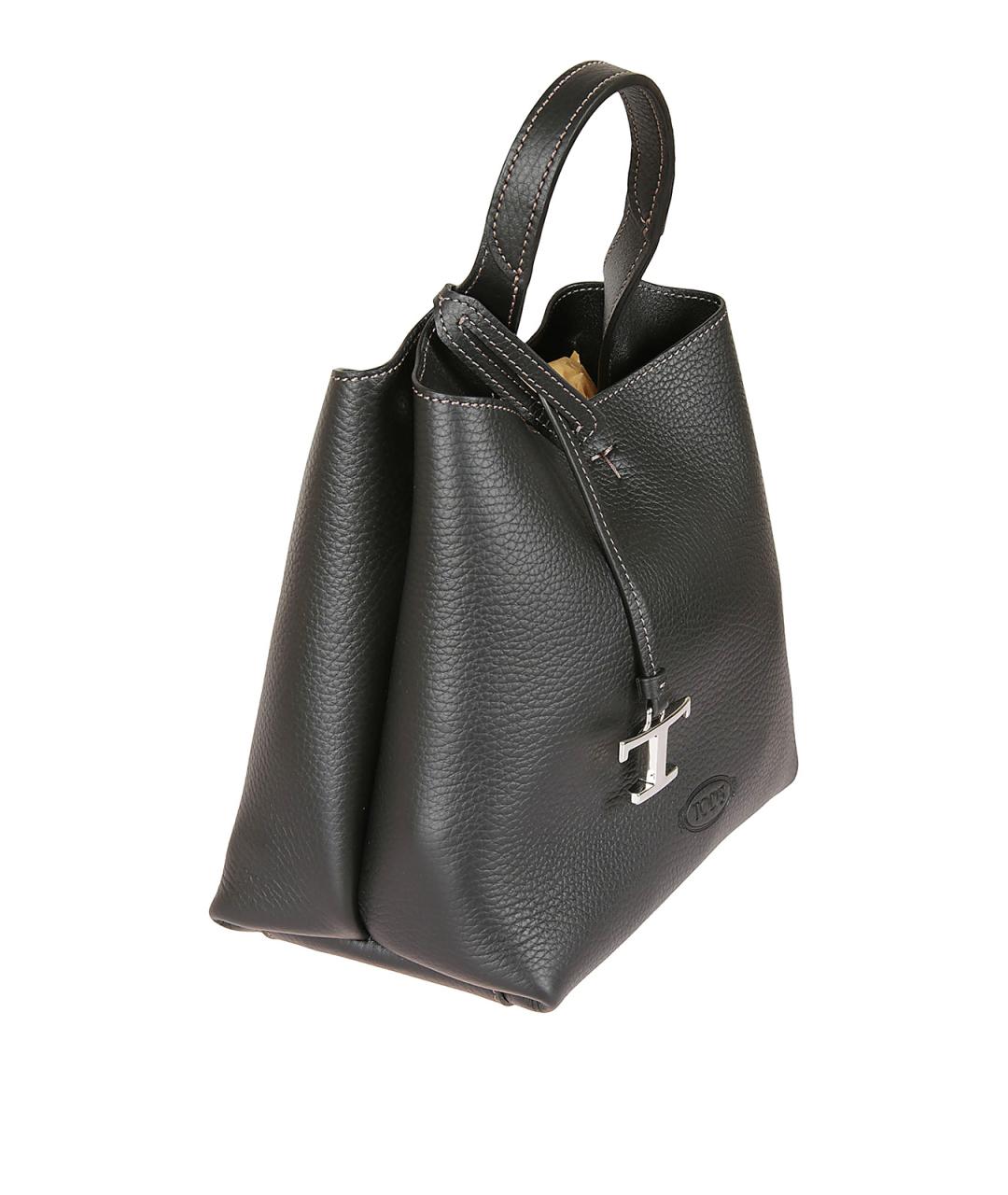 TOD'S Черная кожаная сумка тоут, фото 3