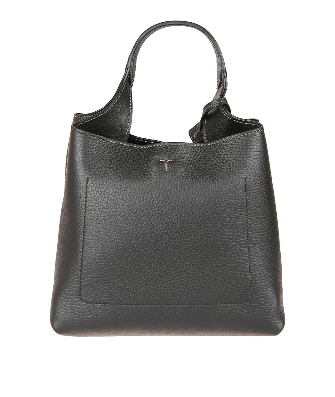 TOD'S Черная кожаная сумка тоут, фото 2