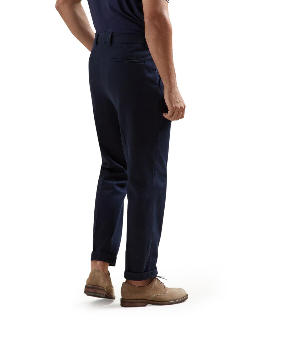 BRUNELLO CUCINELLI Синие хлопковые повседневные брюки, фото 4