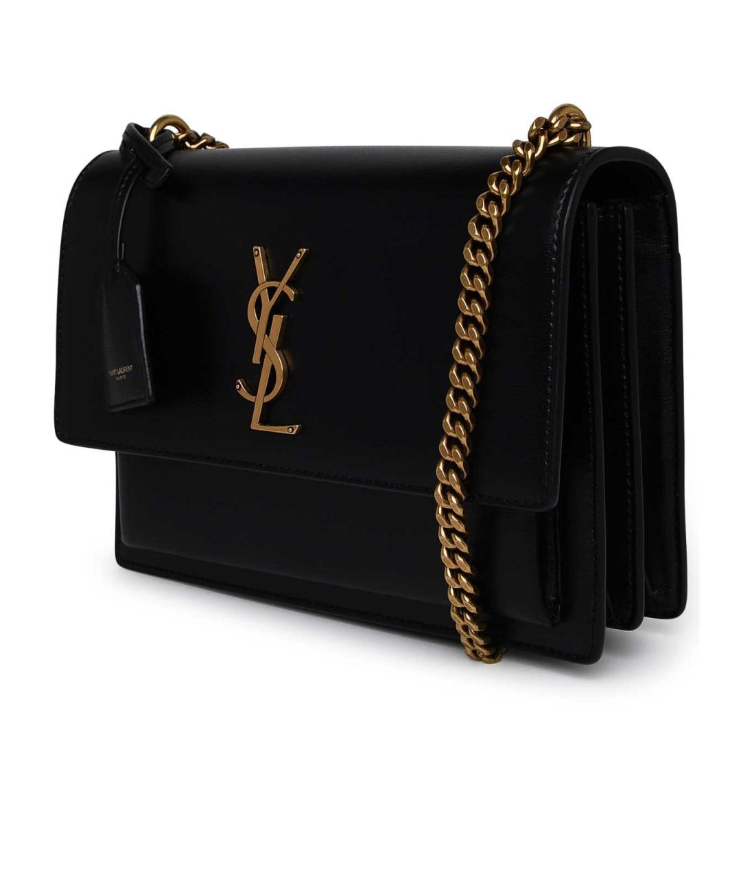 SAINT LAURENT Черная кожаная сумка на плечо, фото 2