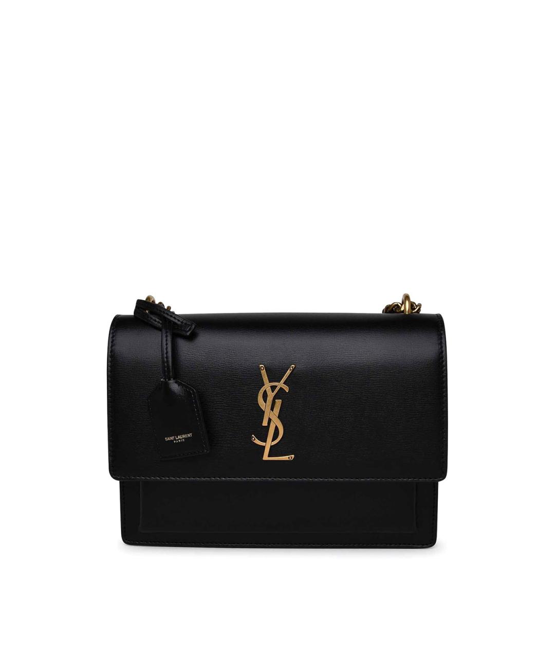 SAINT LAURENT Черная кожаная сумка на плечо, фото 1