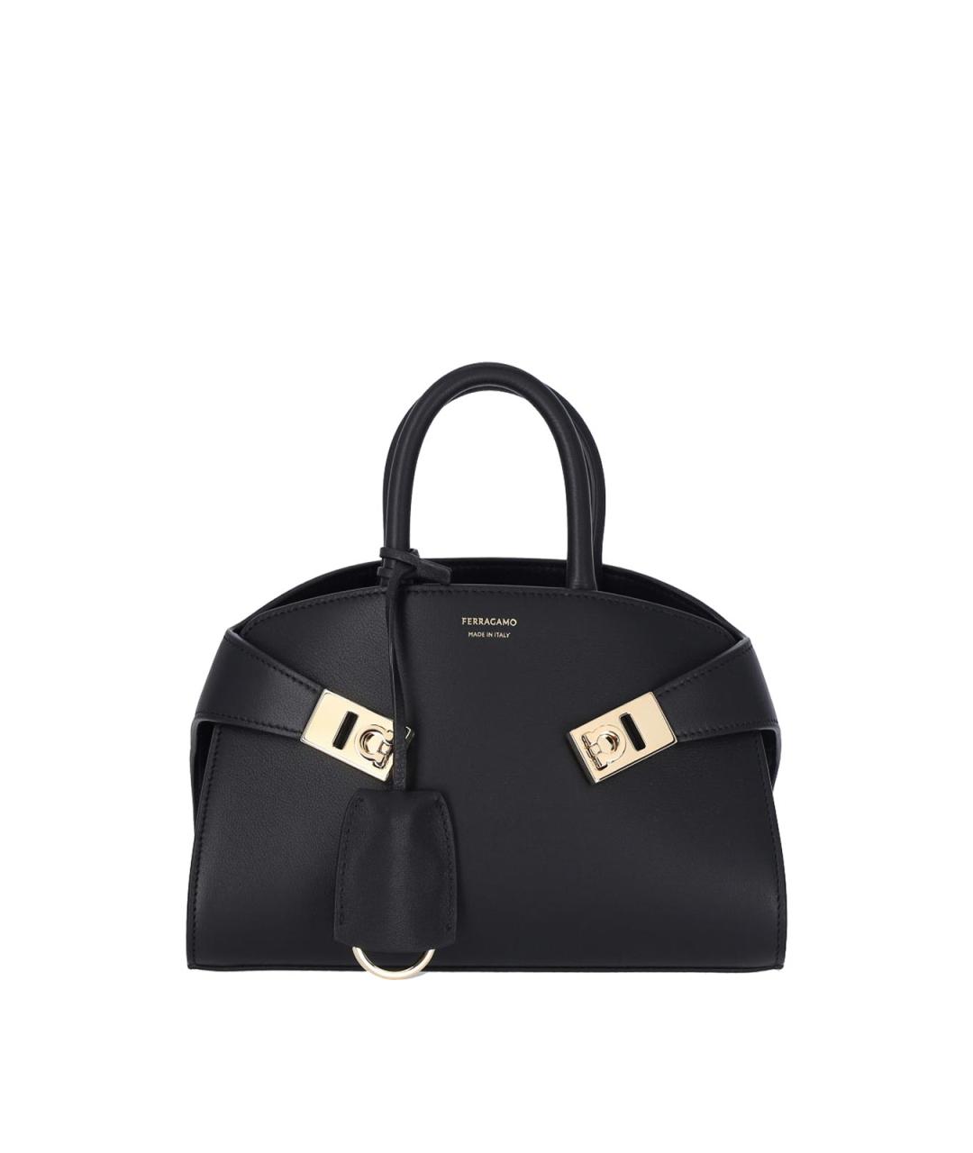 FERRAGAMO Черная кожаная сумка тоут, фото 1