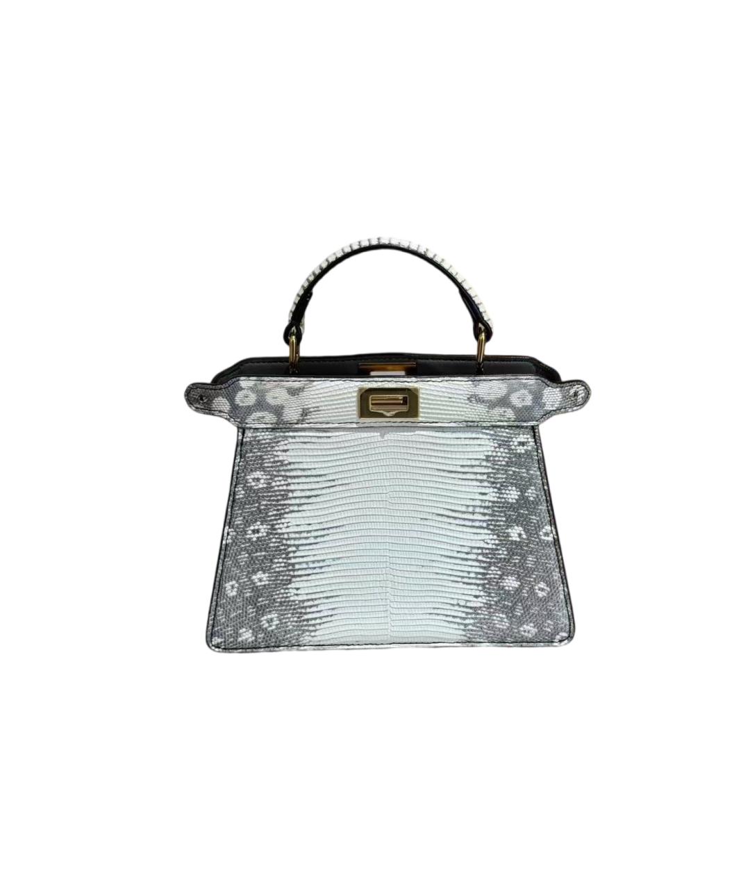 FENDI Белая сумка с короткими ручками из экзотической кожи, фото 6
