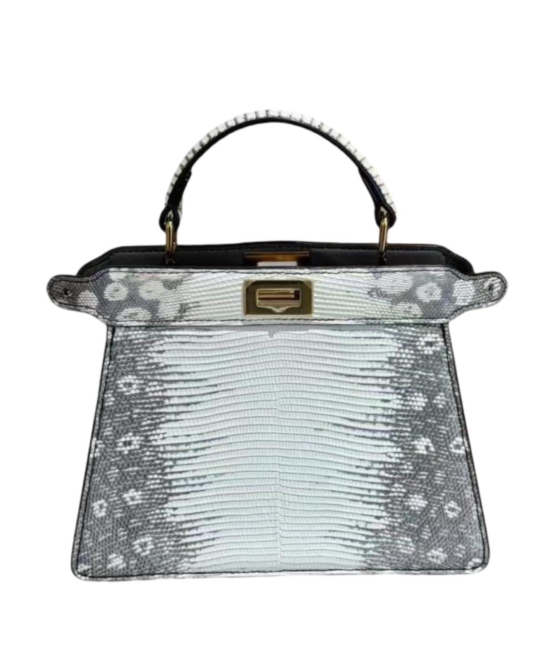 FENDI Белая сумка с короткими ручками из экзотической кожи, фото 1