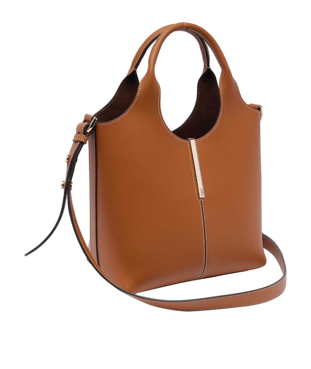 TOD'S Коричневая кожаная сумка тоут, фото 2