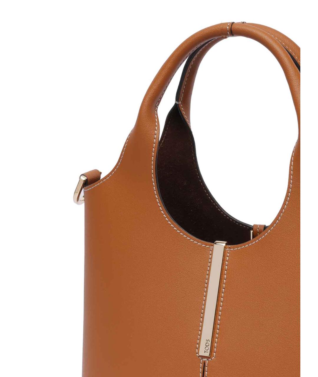 TOD'S Коричневая кожаная сумка тоут, фото 4