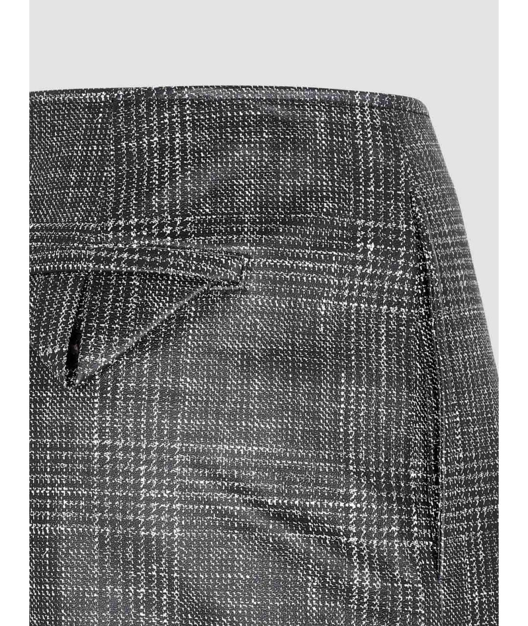 BOTTEGA VENETA Серая кожаная юбка миди, фото 4