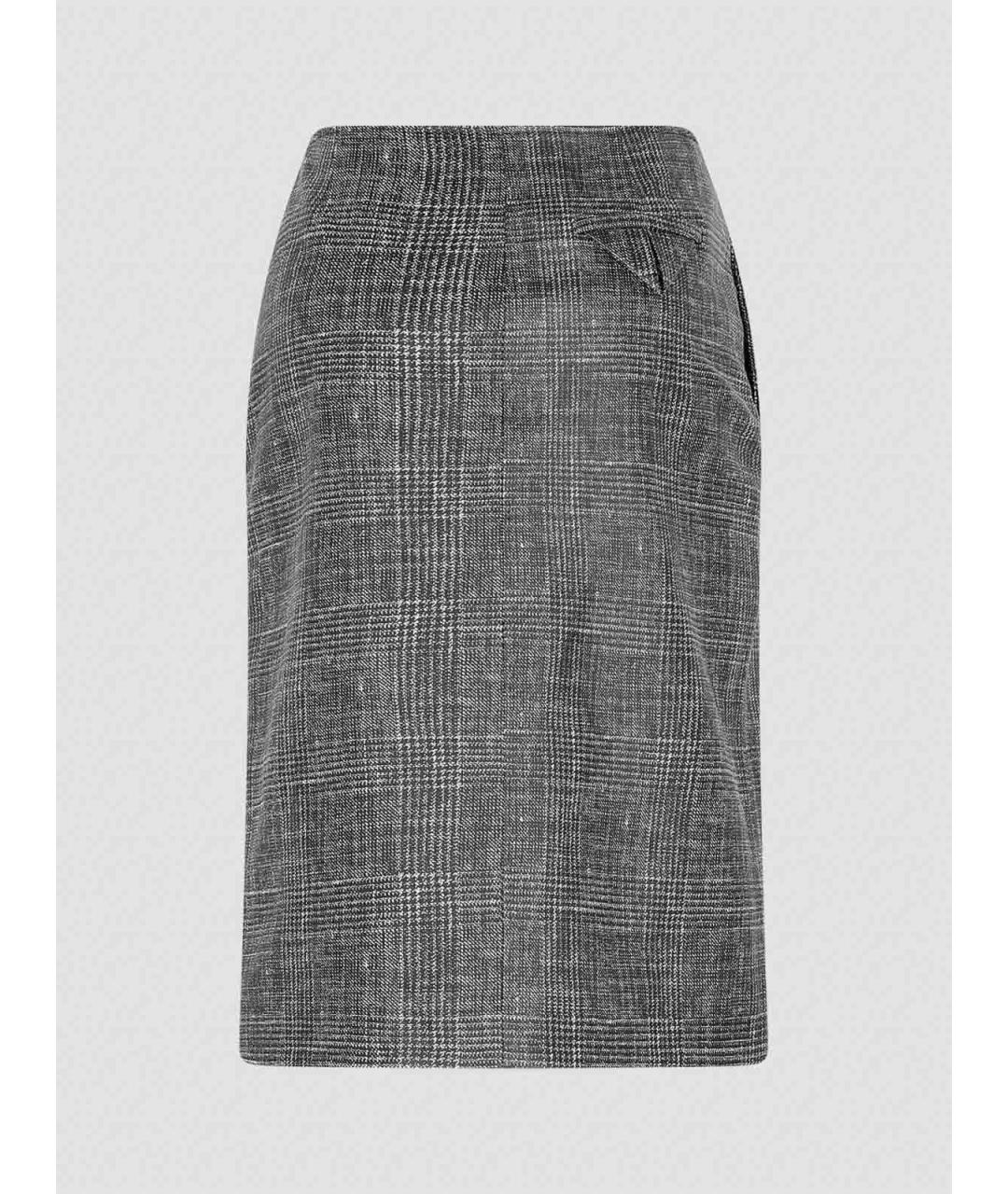 BOTTEGA VENETA Серая кожаная юбка миди, фото 2