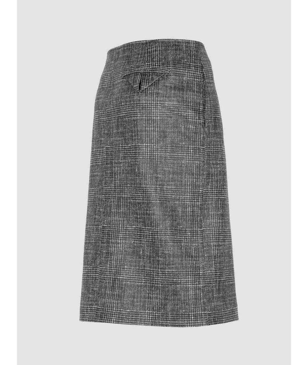 BOTTEGA VENETA Серая кожаная юбка миди, фото 3