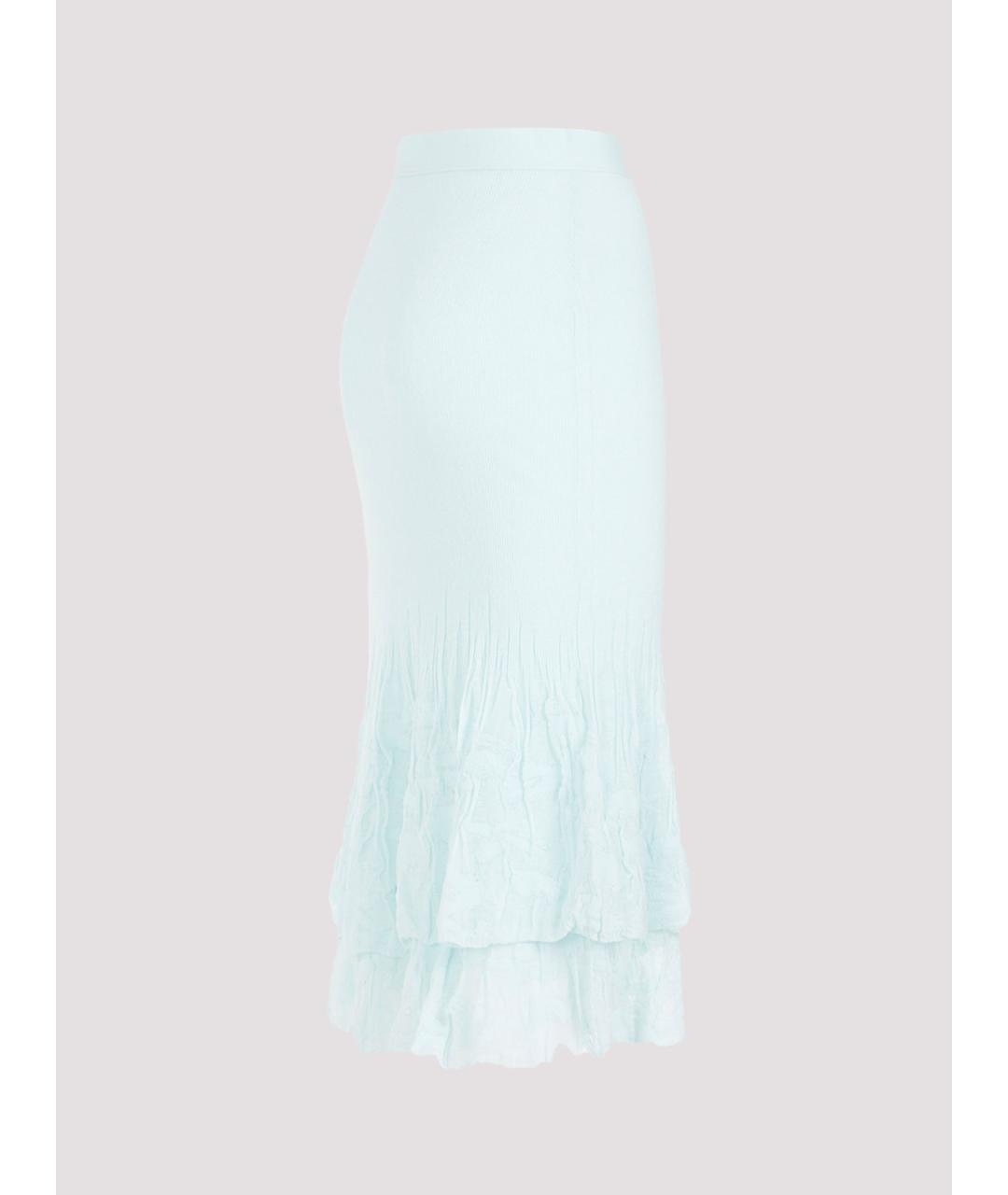 BOTTEGA VENETA Бирюзовая хлопковая юбка миди, фото 2