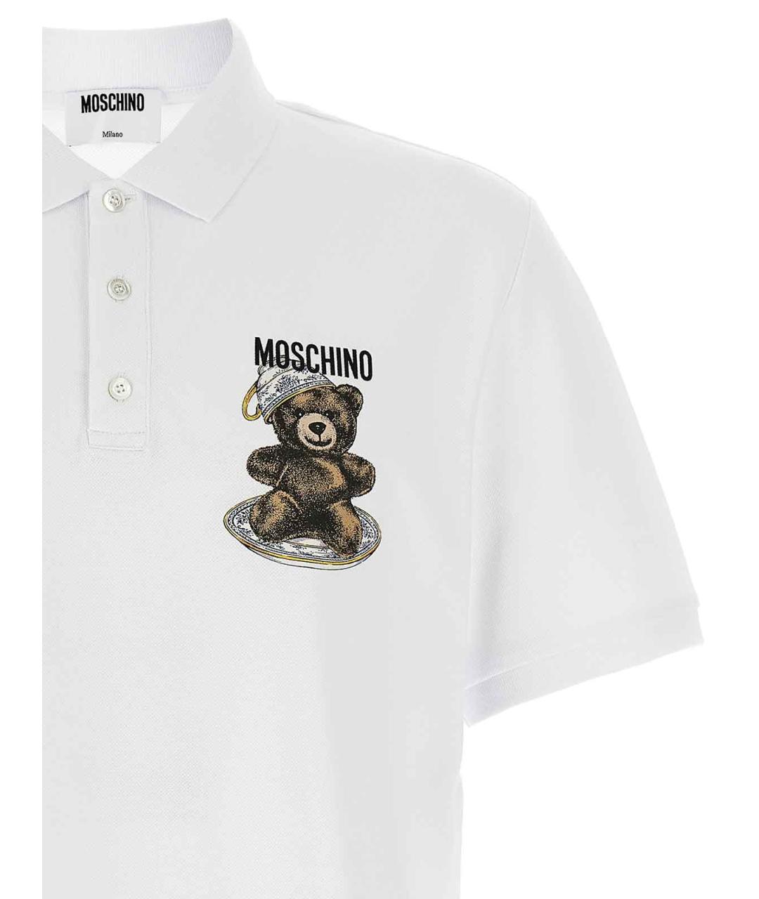MOSCHINO Белое хлопковое поло с коротким рукавом, фото 3