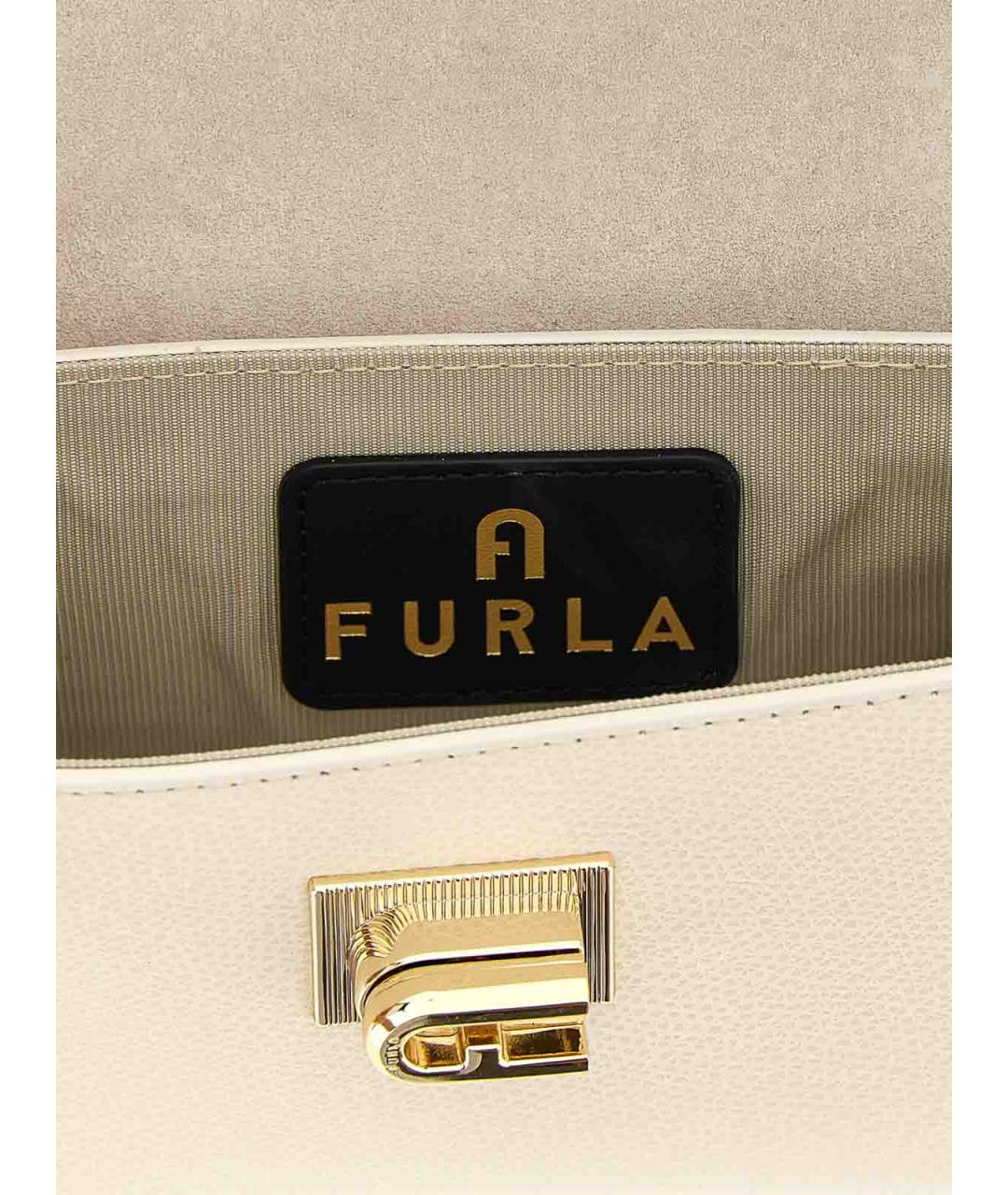 FURLA Белая кожаная сумка с короткими ручками, фото 4