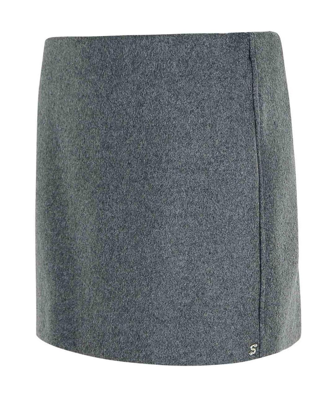 SPORTMAX Серая юбка мини, фото 3