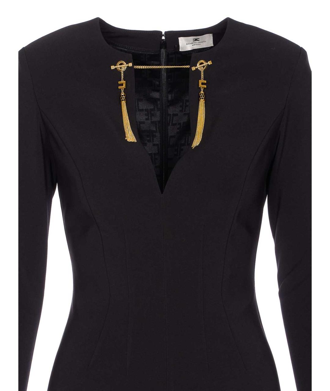ELISABETTA FRANCHI Черное полиэстеровое повседневное платье, фото 4