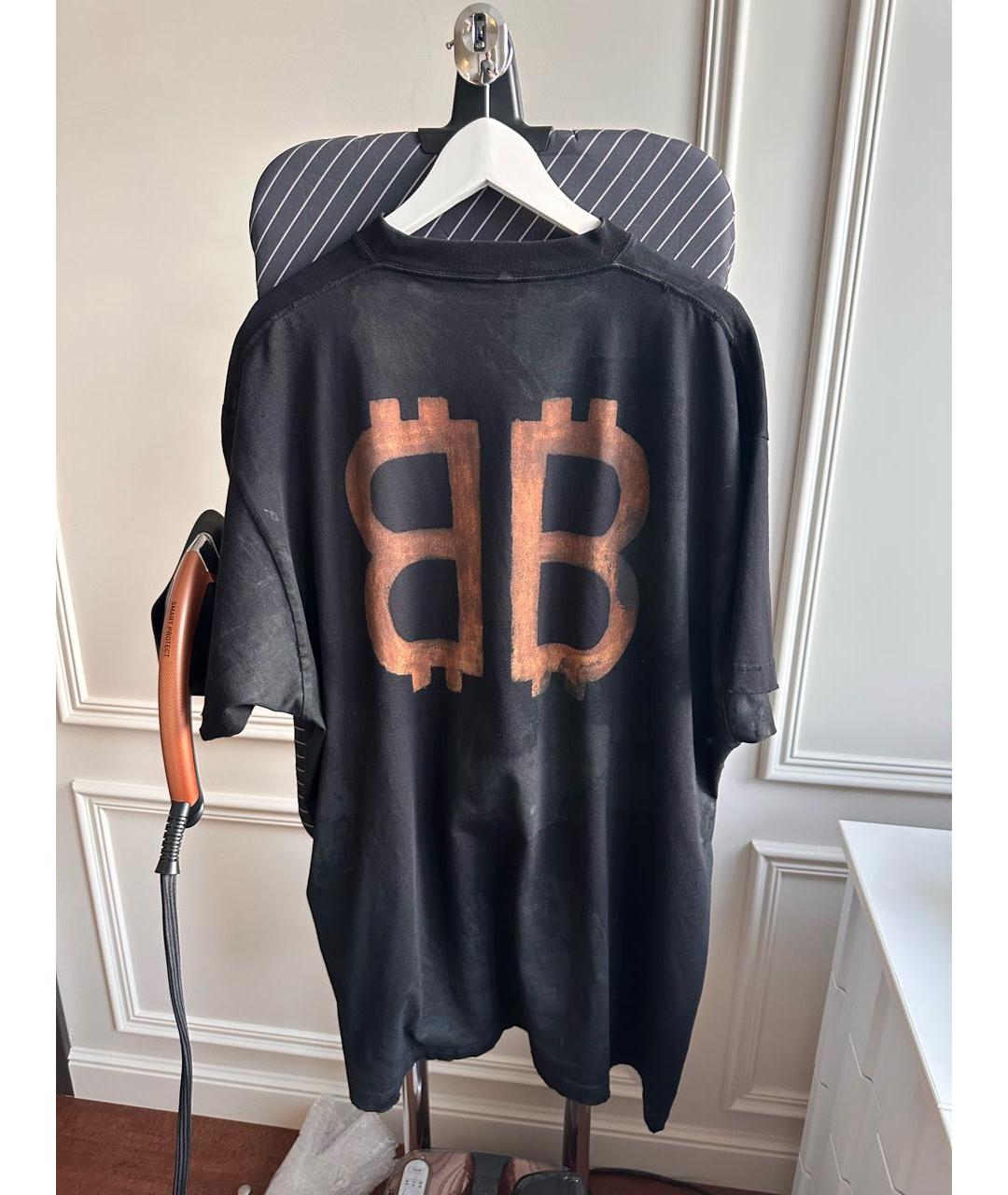 BALENCIAGA Черная хлопковая футболка, фото 2