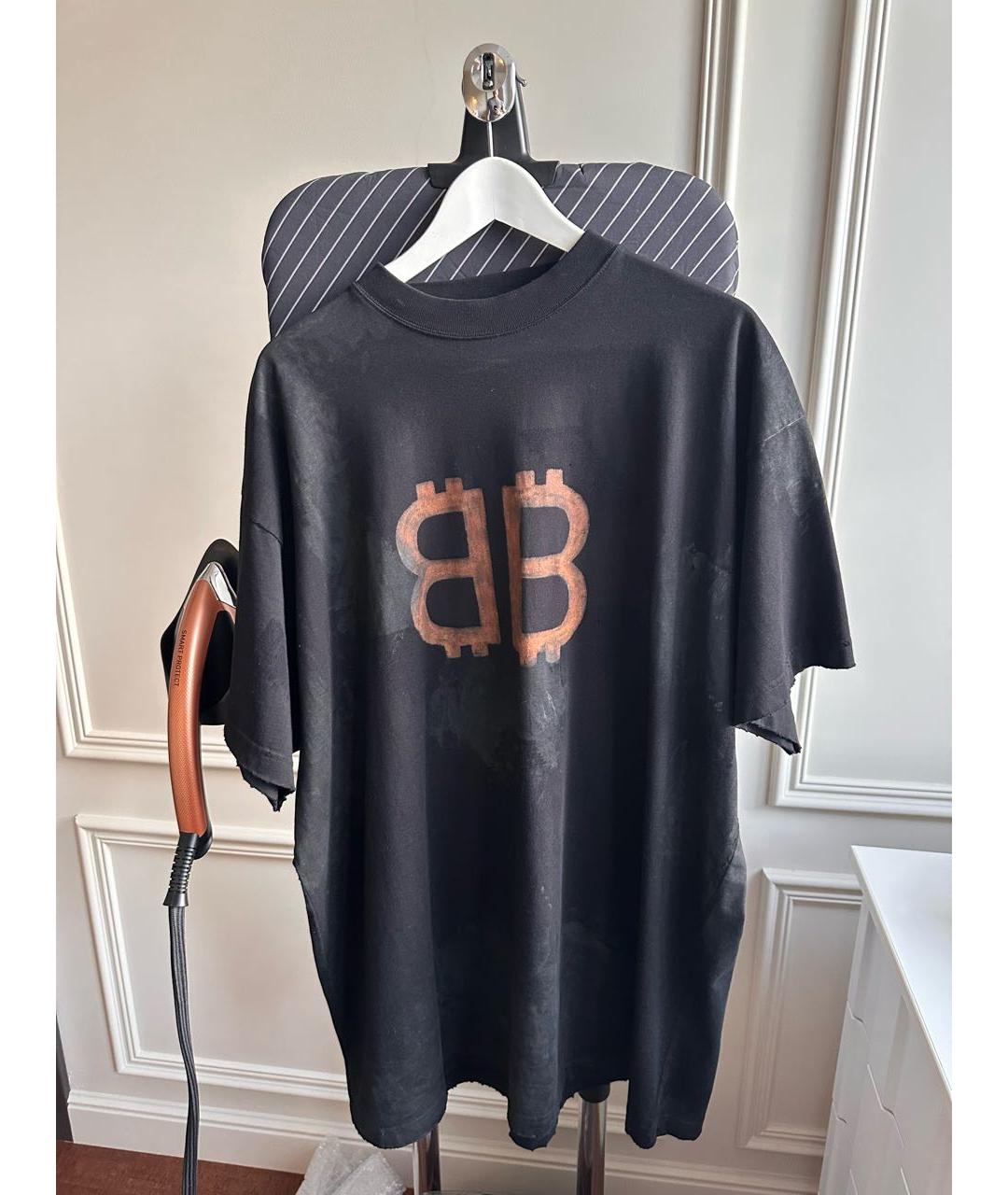 BALENCIAGA Черная хлопковая футболка, фото 7