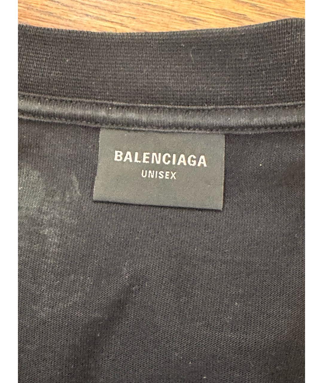 BALENCIAGA Черная хлопковая футболка, фото 5