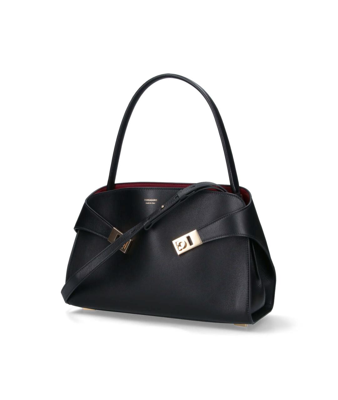 FERRAGAMO Черная кожаная сумка тоут, фото 2