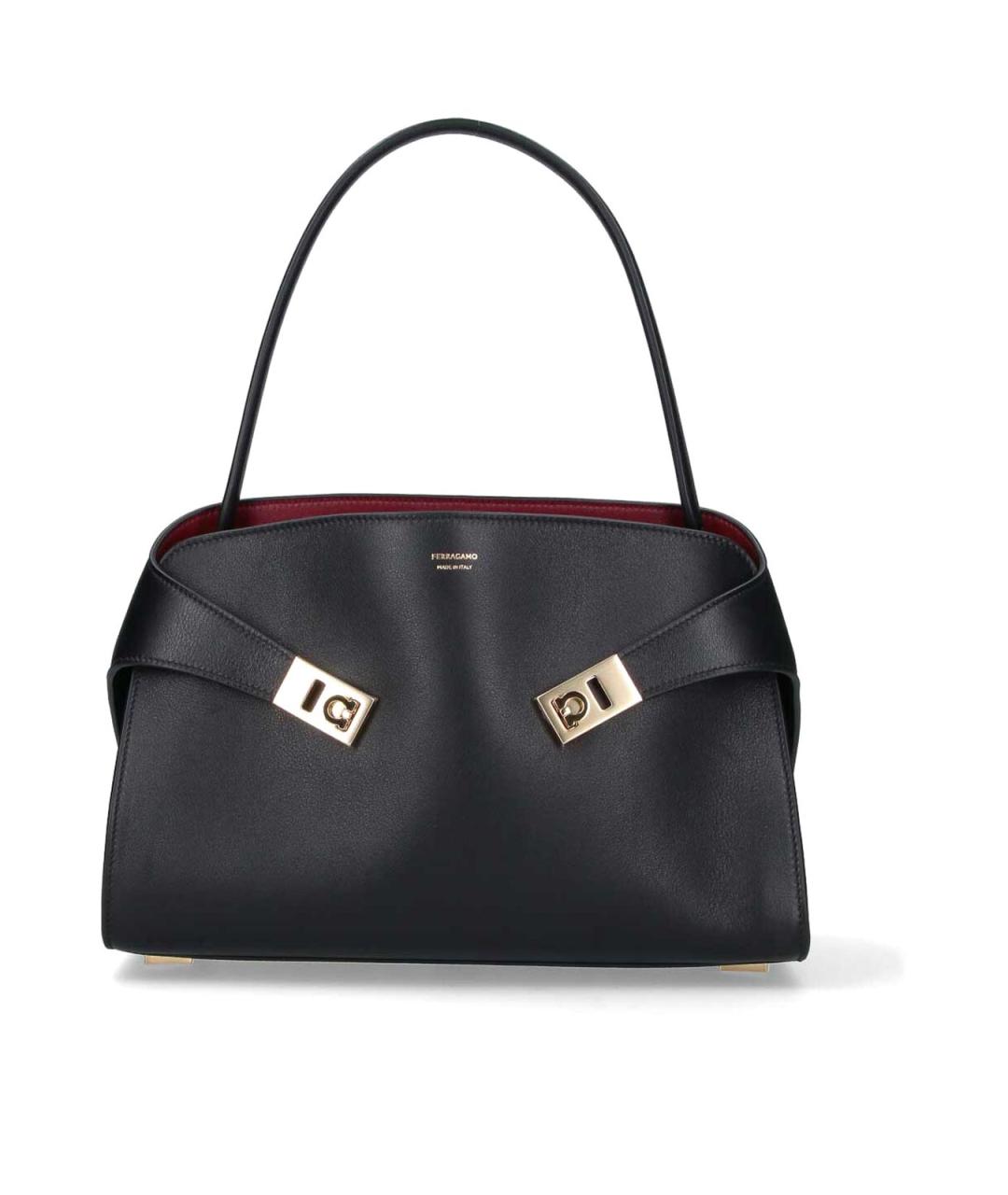 FERRAGAMO Черная кожаная сумка тоут, фото 1