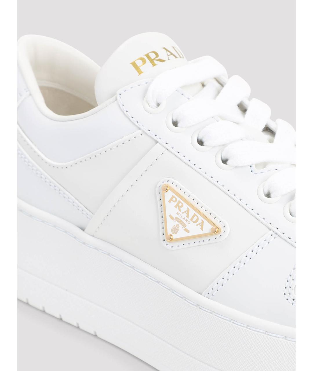 PRADA Белые кожаные кроссовки, фото 4