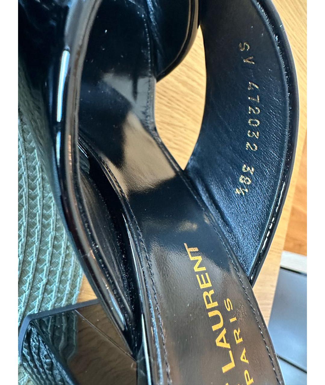 SAINT LAURENT Черные мюли из лакированной кожи, фото 5