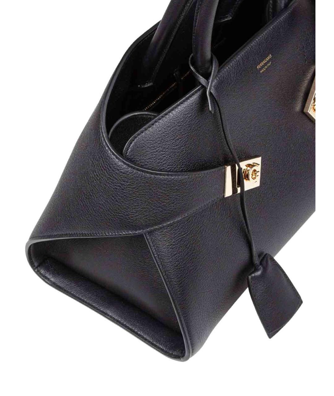 FERRAGAMO Черная кожаная сумка тоут, фото 4