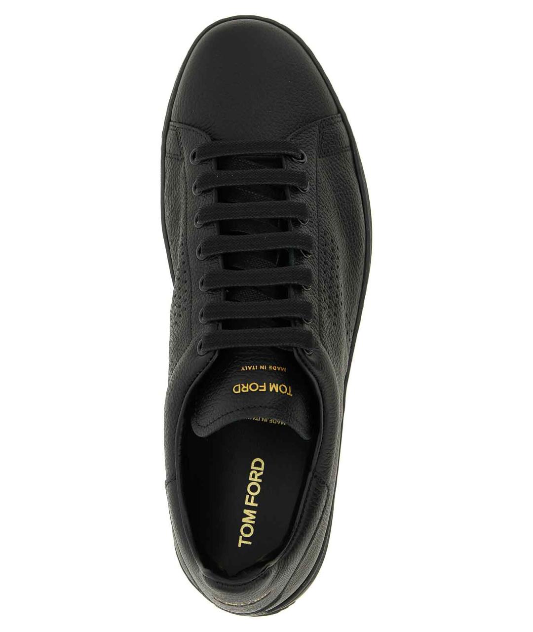 TOM FORD Черные кожаные низкие кроссовки / кеды, фото 4