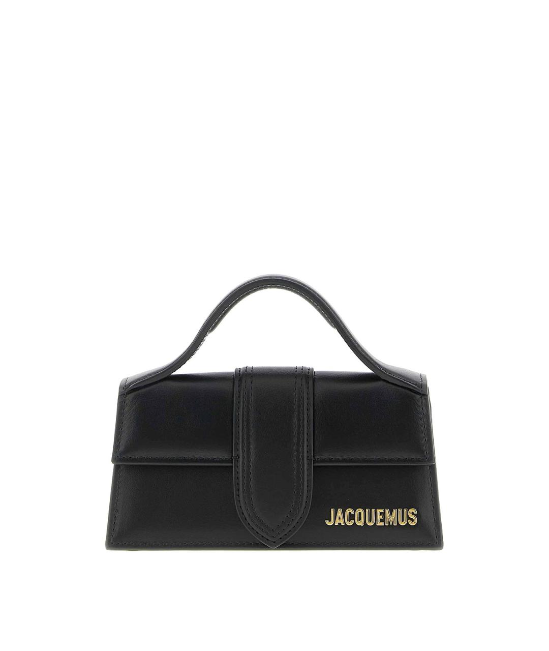 JACQUEMUS Черная кожаная сумка с короткими ручками, фото 1