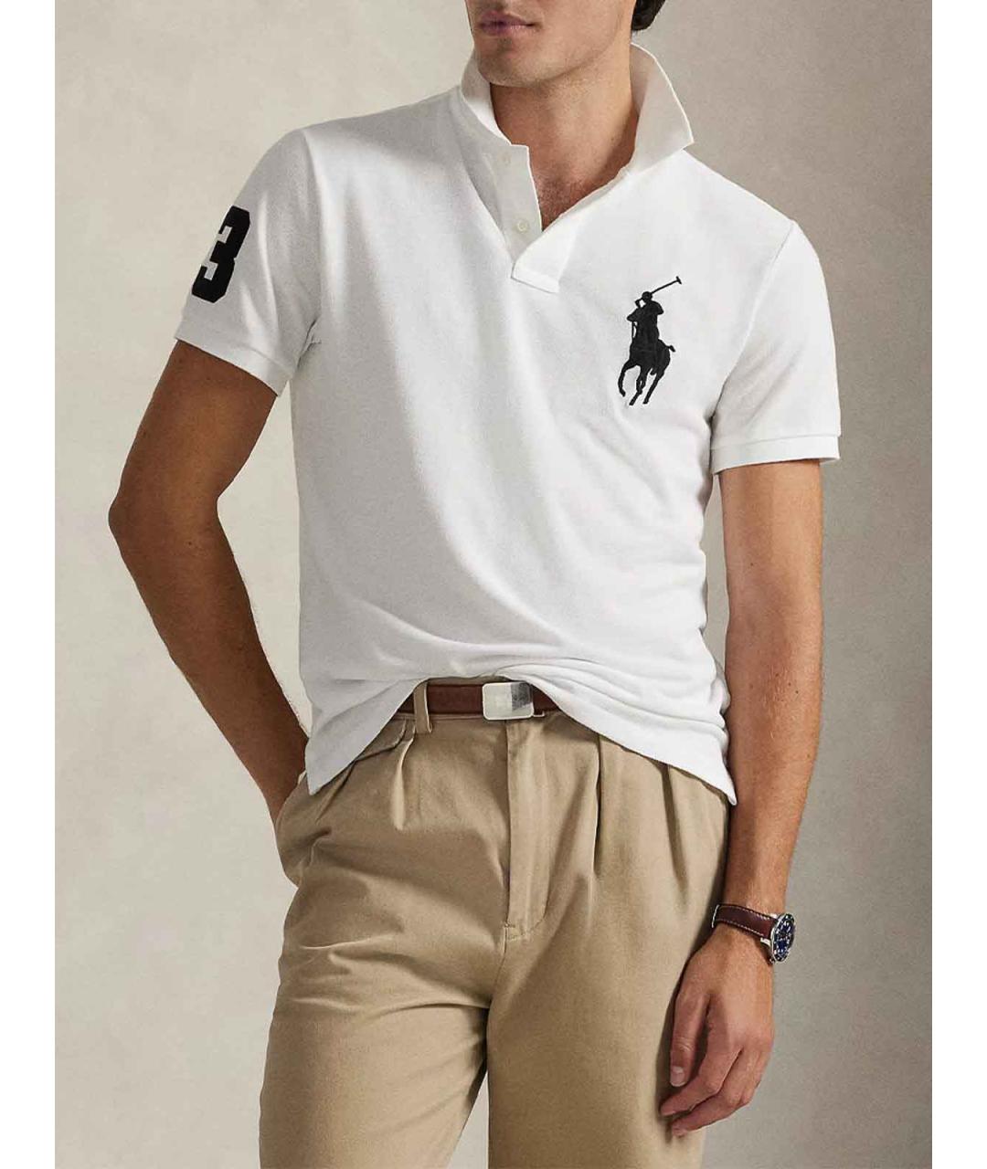 POLO RALPH LAUREN Белое хлопковое поло с коротким рукавом, фото 3