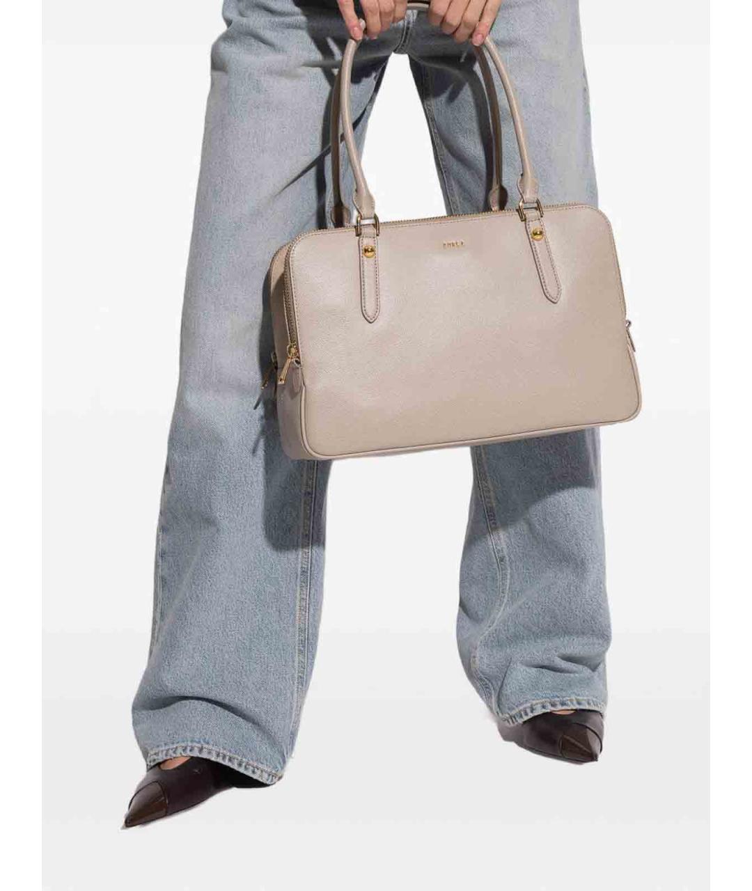 FURLA Бежевая кожаная сумка тоут, фото 6