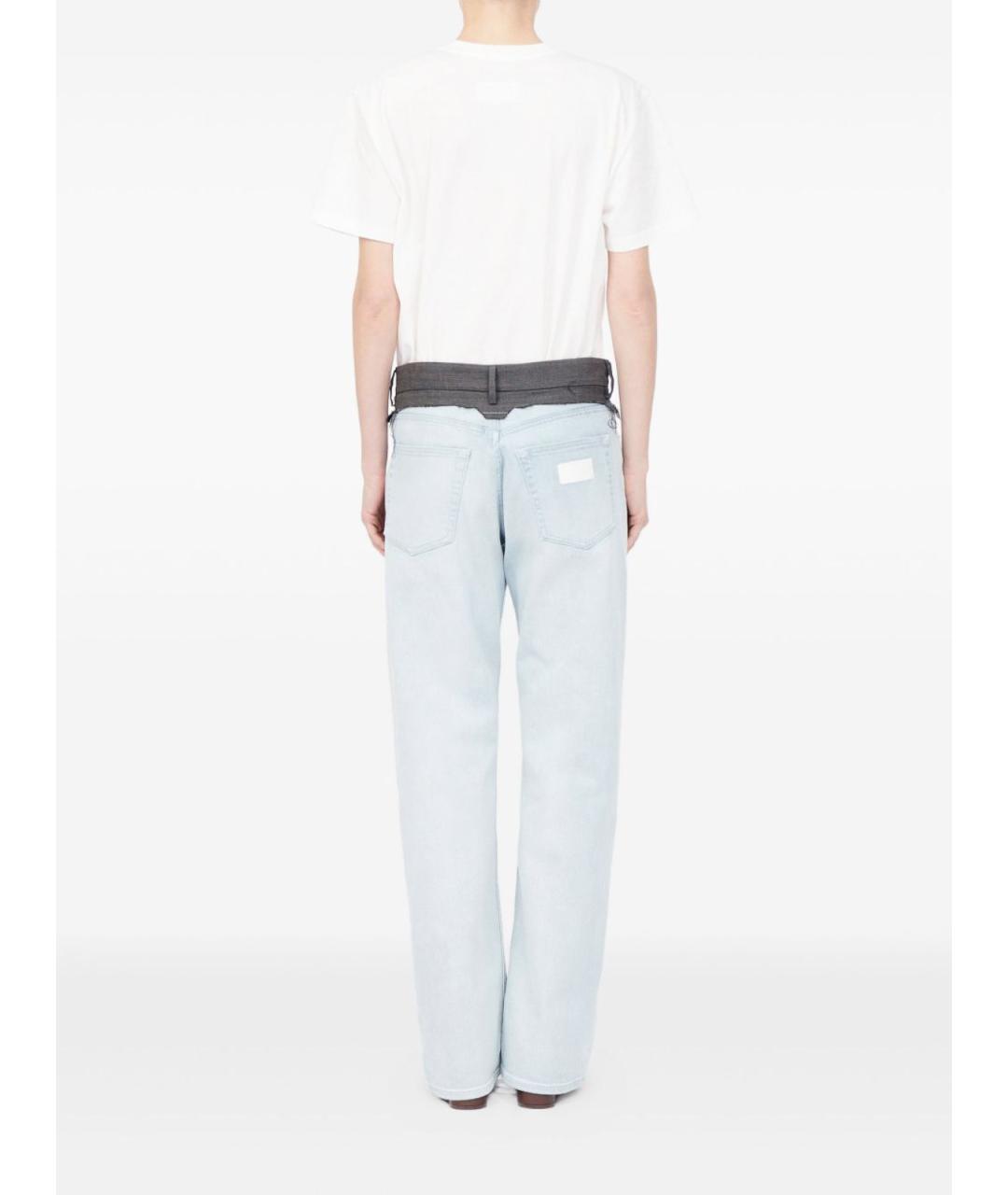MM6 MAISON MARGIELA Голубые хлопковые прямые джинсы, фото 4