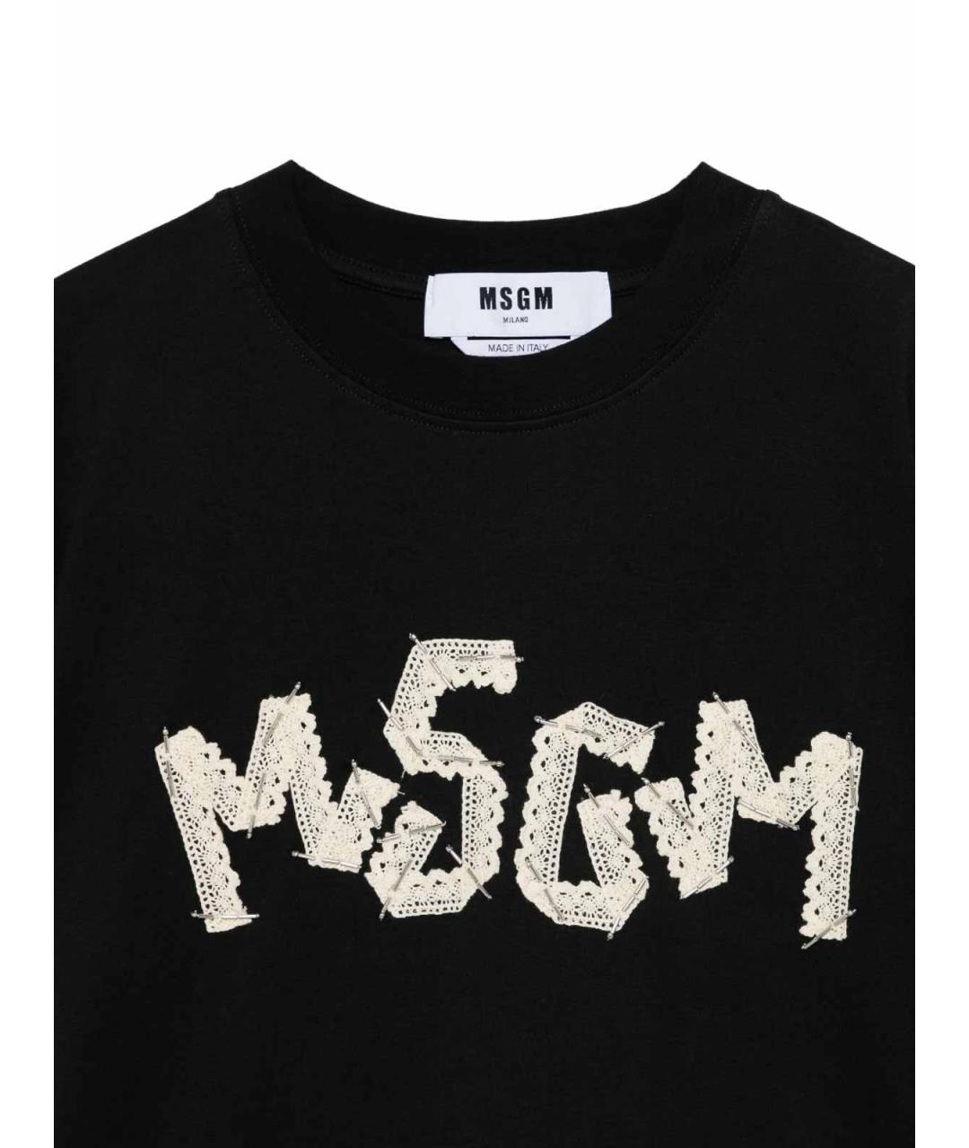 MSGM Черная хлопковая футболка, фото 3