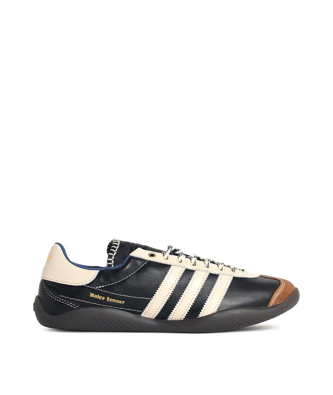 ADIDAS Черные кожаные низкие кроссовки / кеды, фото 1