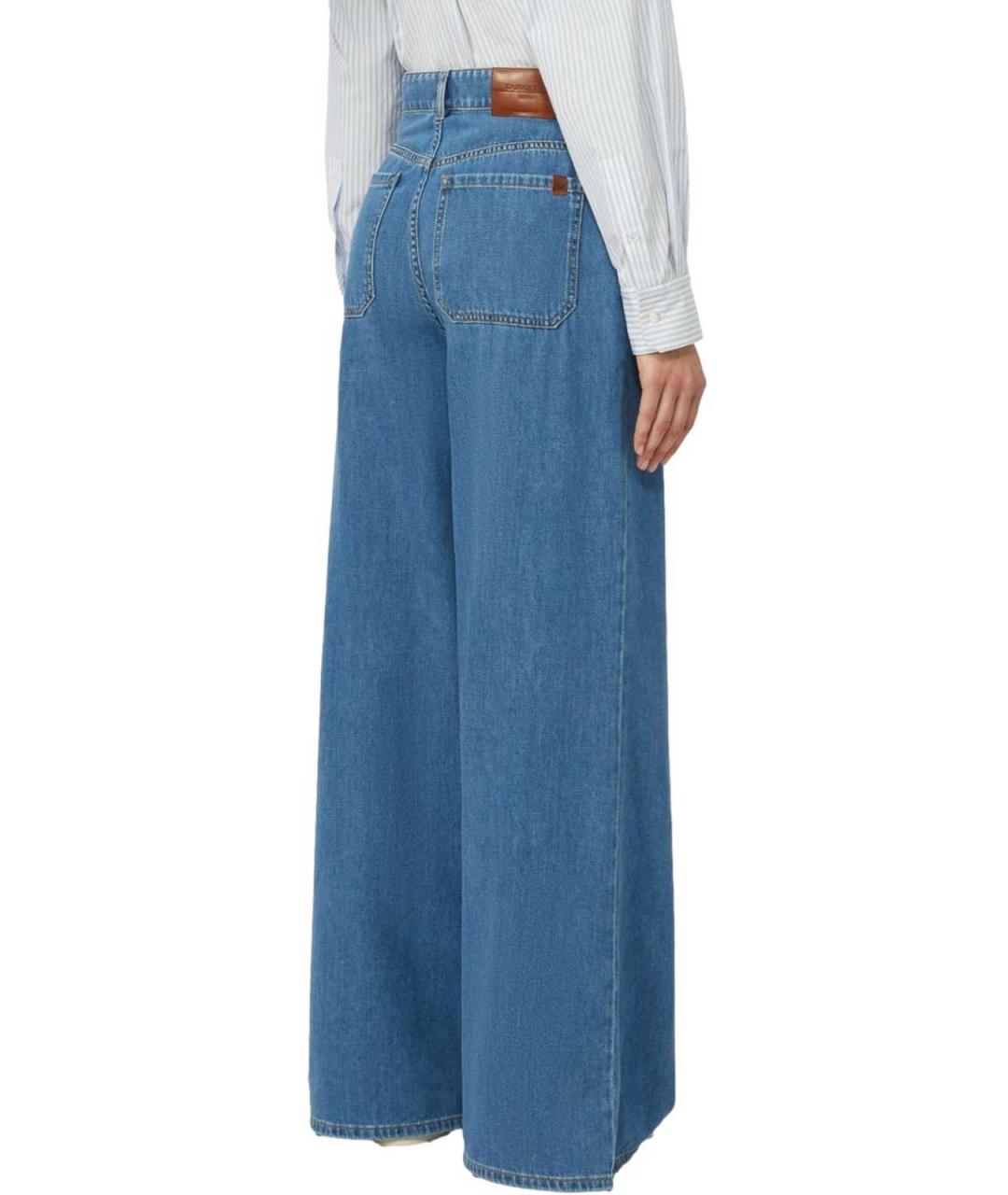 WEEKEND MAX MARA Синие хлопко-полиэстеровые прямые джинсы, фото 3
